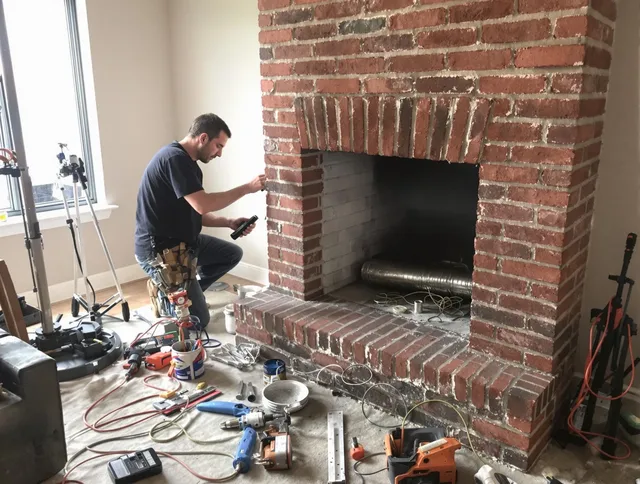 Swansea Chimney Sweep specialist finalizing chimney liner service in Swansea, MA