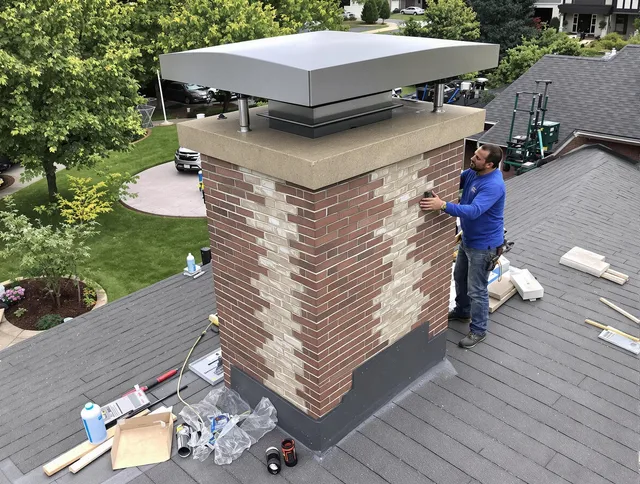 Swansea Chimney Sweep team working on a custom chimney remodel in Swansea, MA