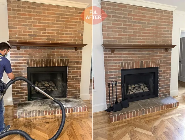 Swansea Chimney Sweep carefully sanitizing a fireplace in Swansea, MA