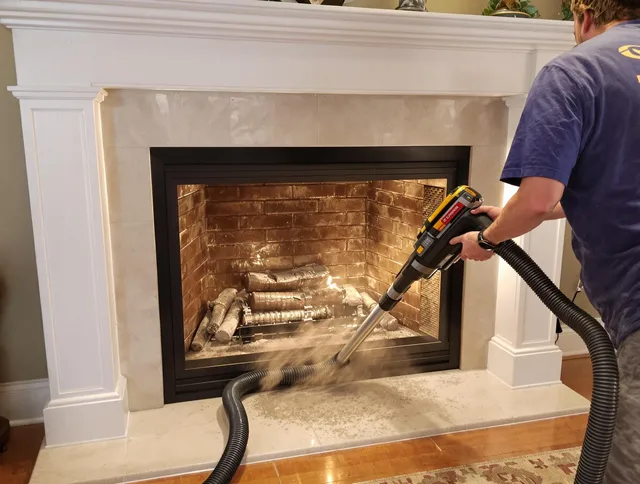 Fireplace cleaning performed by Swansea Chimney Sweep in Swansea, MA