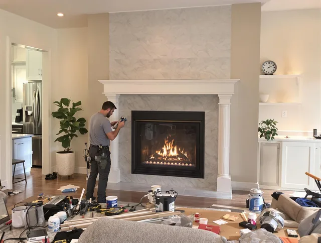 Newly installed fireplace by Swansea Chimney Sweep in Swansea, MA